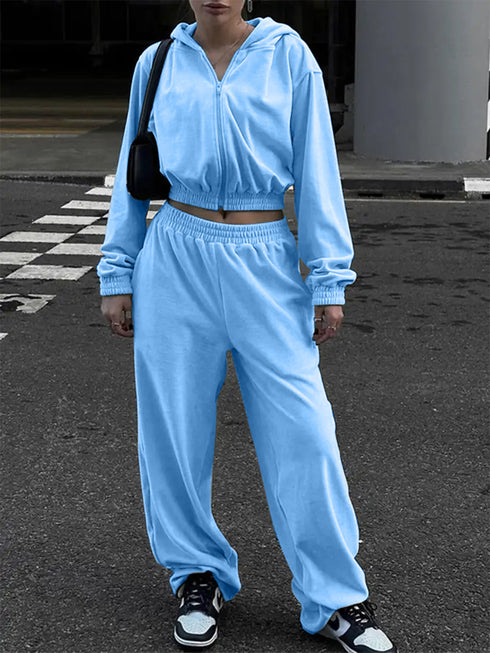 'June' Zip Up Hoodie and Pants Set - Celes Fashion